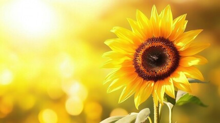 Obraz premium bright sunflower in golden sunlight