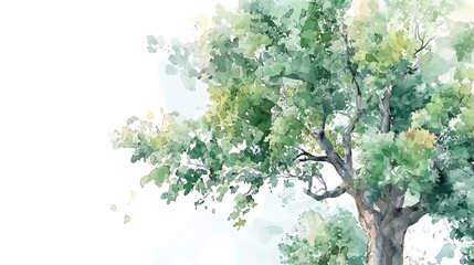 Obraz premium Watercolor illustration of a tree branches and leaves. Possible use Stock photo for nature or environment websites