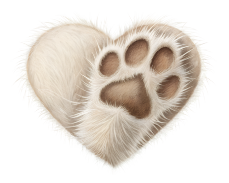 
heart 
with cat paw texture, isolated on transparent background