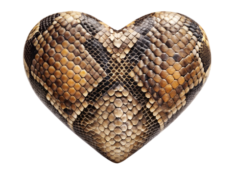 
heart 
with snake skin texture, isolated on transparent background