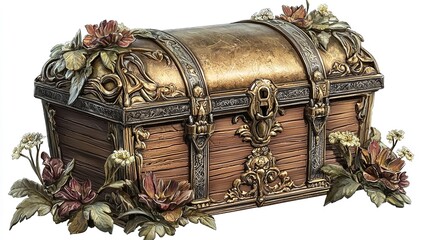 The treasure with gold coin, game element, Illustration