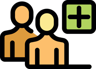 Two business people joining a new group, adding a new team member