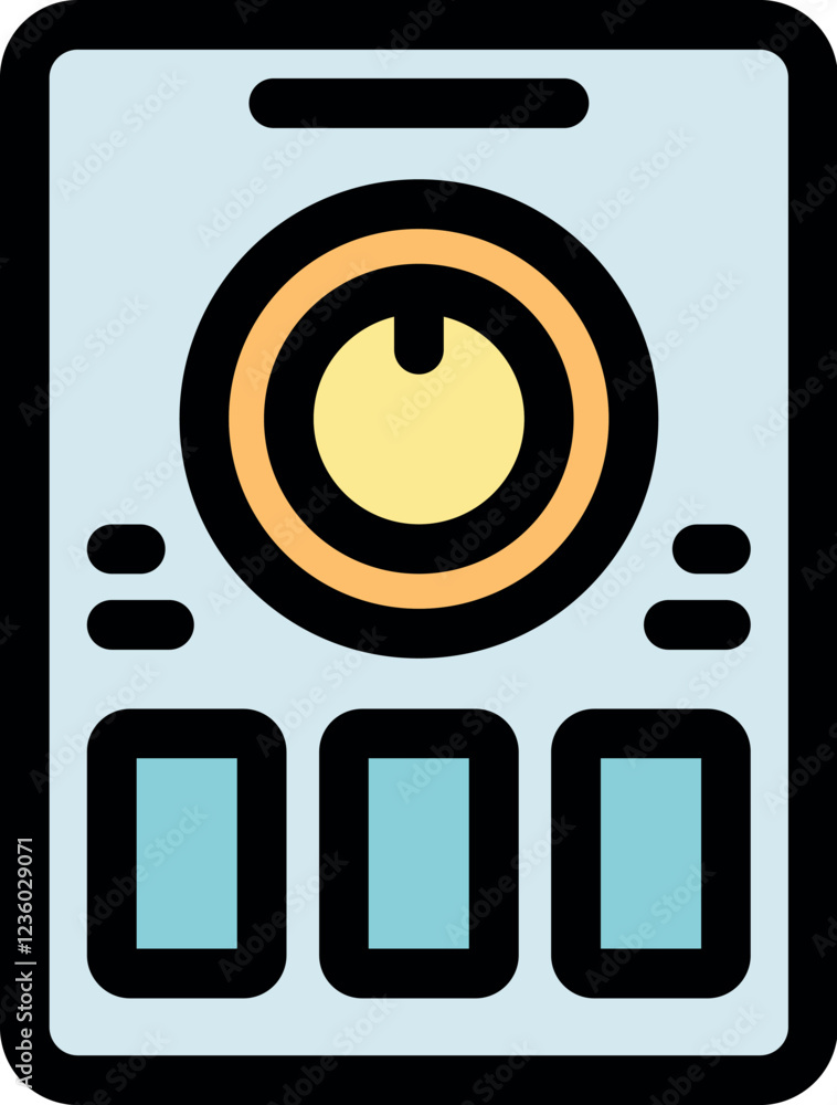Poster electronic device with buttons and rotating knob offers intuitive control and modern user interface 