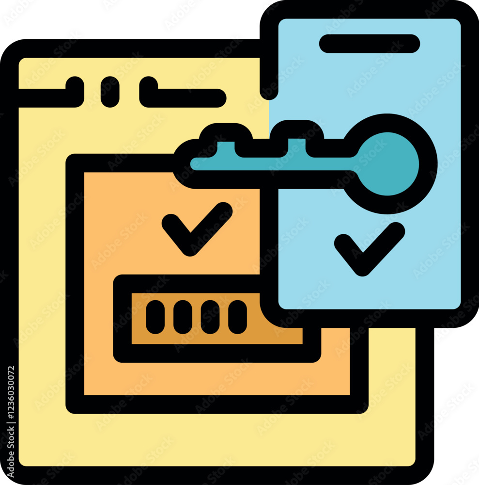 Poster website login process ensuring security with two factor authentication involving password and key, e