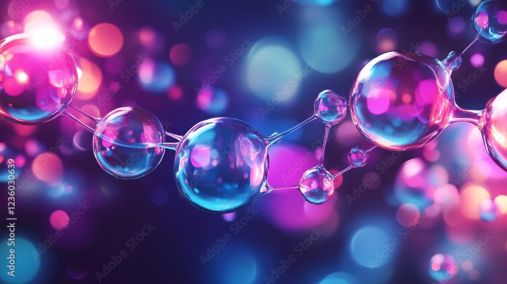 Aufkleber abstract science molecules glowing bokeh background