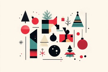 Obraz premium Joyful holiday celebration background with geometric patterns and minimalist symbols for festive cards, banners, and seasonal promotions targeting design enthusiasts