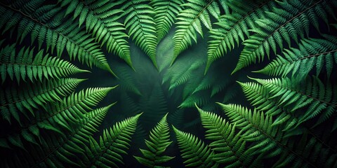 A verdant tapestry of fern fronds, their delicate leaves interlacing to create a captivating display of natural beauty, the lush green hues contrasting against a backdrop of deep shadow.