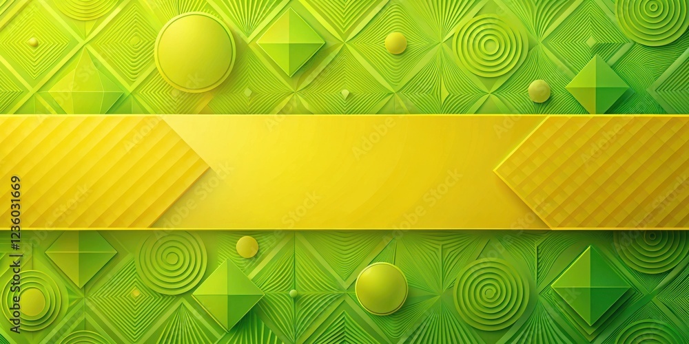 Wall mural abstract geometric pattern with a yellow banner for design and presentation