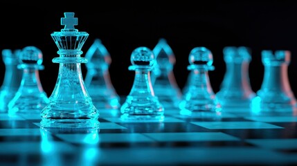 Elegant Frosted Glass Chess Set with Strategic Positioning