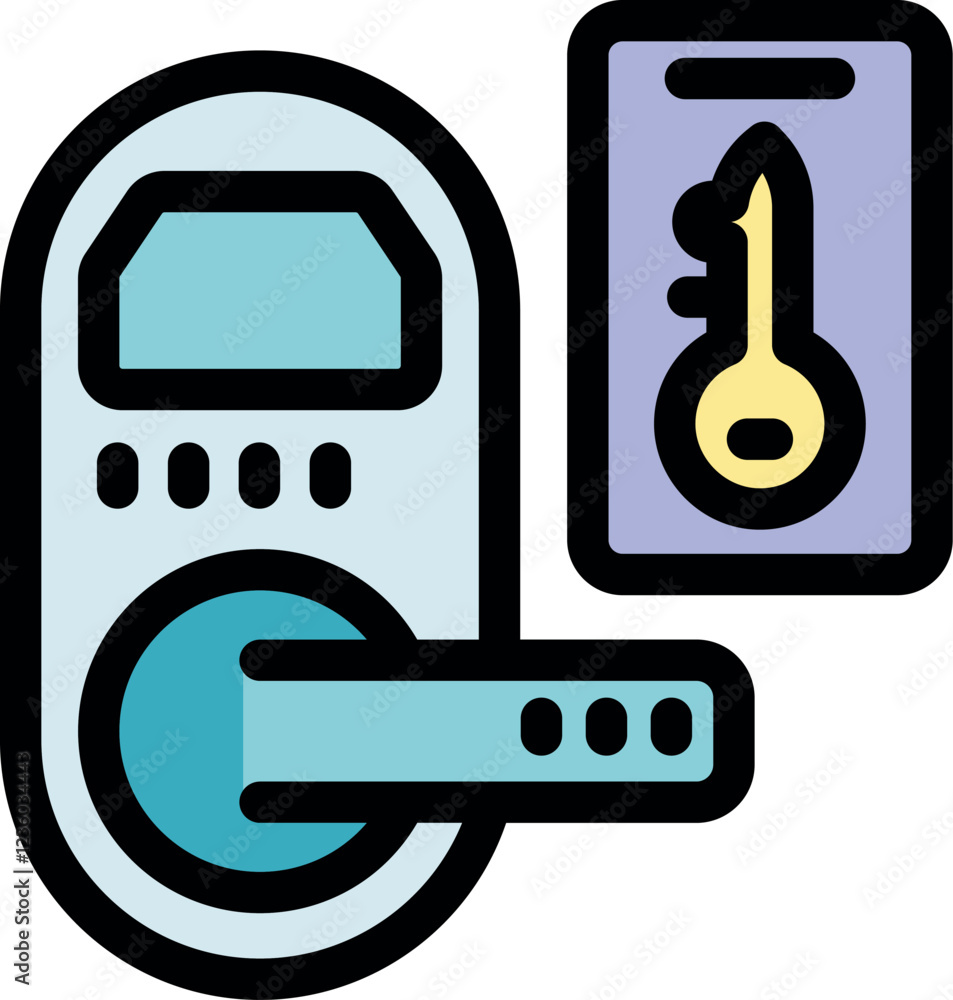 Poster modern electronic door lock system ensuring secure access with key card technology