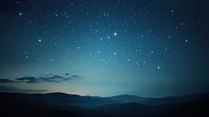 Fototapeta premium Starry night sky over mountain range. Peaceful landscape background for travel or nature publications