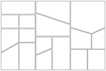 Set of templates for manga comic panels. Backgrounds for comics or manga. Comic or Manga background frames and panels, designed for use by mangaka or comic artists.