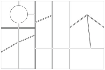 Set of templates for manga comic panels. Backgrounds for comics or manga. Comic or Manga background frames and panels, designed for use by mangaka or comic artists.