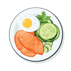 A plate of avocado cucumber and salmon 