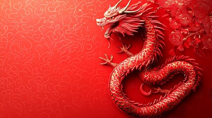 Obraz premium Majestic Red Dragon: A Symbol of Chinese Culture and Lunar New Year