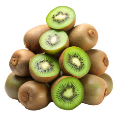 Fototapeta premium Stack of kiwi isolated on transparent background
