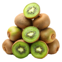 Fototapeta premium Stack of kiwi isolated on transparent background