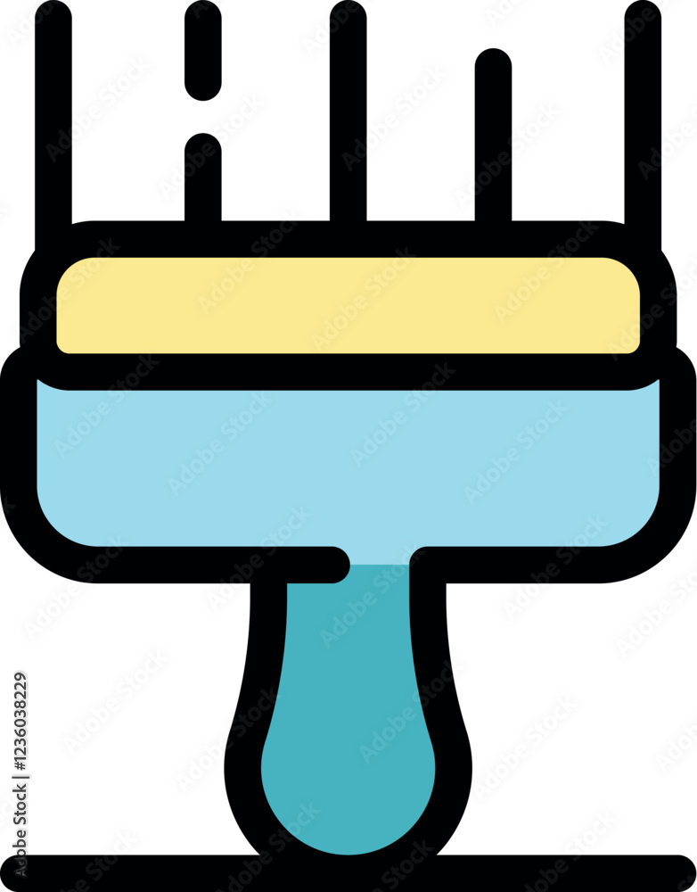 Poster paintbrush is applying a layer of paint to a surface, creating a smooth and even finish