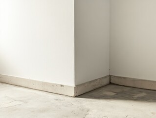Minimalist Empty Room with Cream Wall and Corner Baseboard
