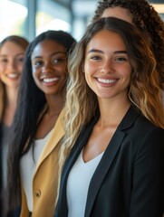 Professional Team of Smiling Women in Corporate Attire