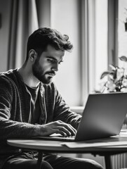 Busy Man Working on Laptop