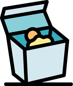 recommend clip art: Open blue cardboard box containing dental floss and toothpick, promoting oral hygiene and dental care