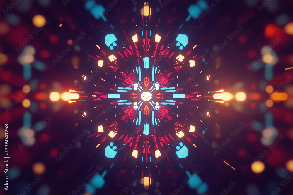 Poster A colorful kaleidoscope pattern shifting in a mesmerizing symmetrical motio