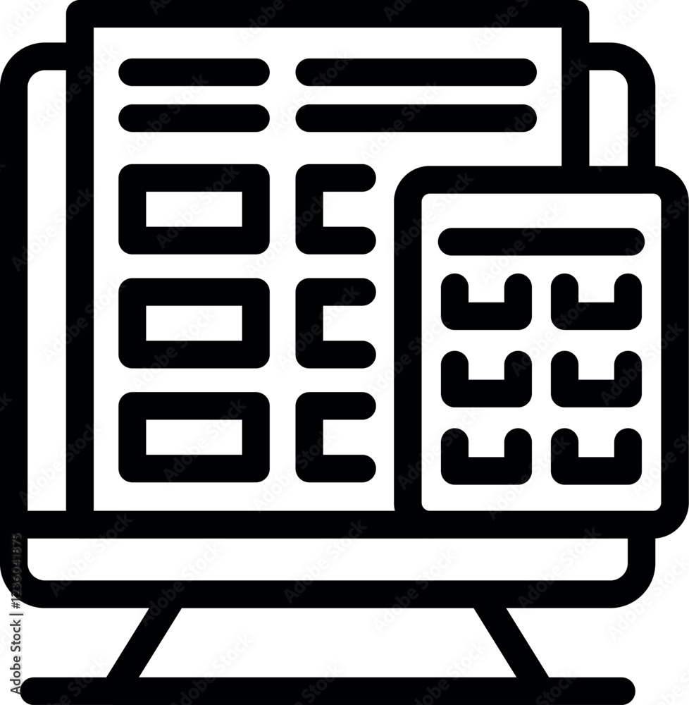 Poster Spreadsheet software and calculator app displayed on desktop computer screen representing online calculation and accounting