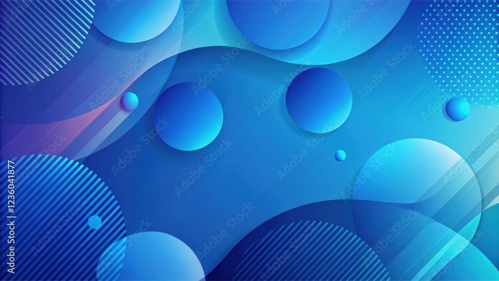 Poster Abstract Blue and White Geometric Background with Circular Shapes and Diagonal Lines