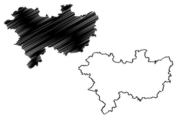 Wetteraukreis district (Federal Republic of Germany, rural district Darmstadt region, State of Hessen, Hesse, Hessia) map vector illustration, scribble sketch Wetteraukreis map