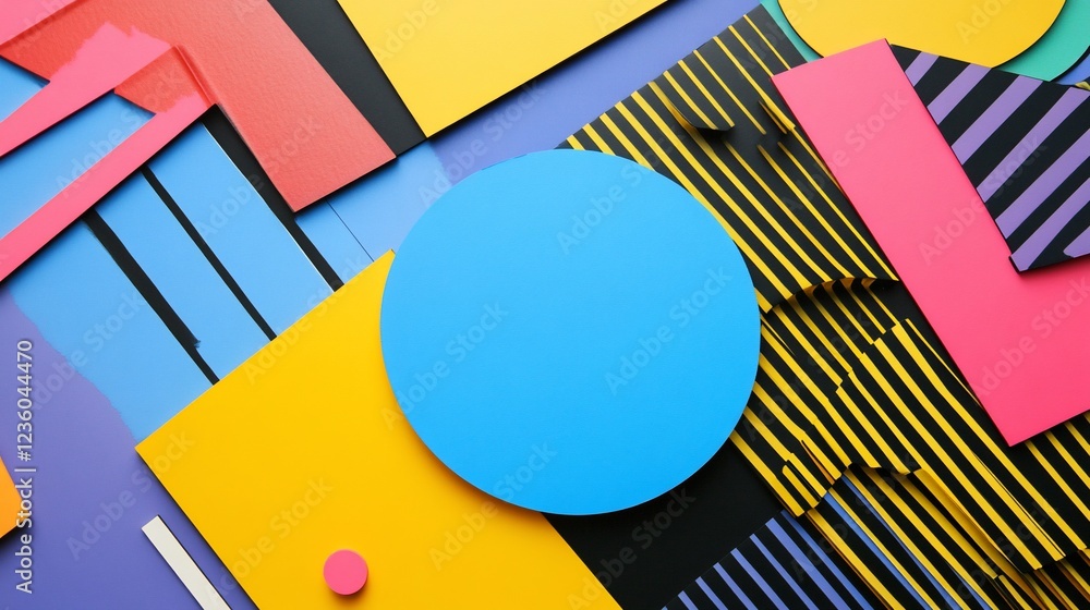 Aufkleber abstract geometric arrangement featuring colorful shapes and patterns forming a dynamic composition