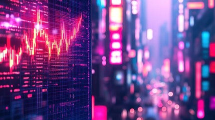 Obraz premium City night stock market graph data display