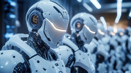 Fototapeta premium Futuristic AI Agents Visualized as Glowing Lines Man