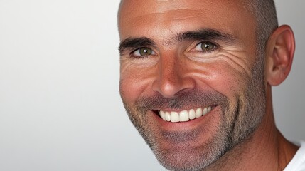 Obraz premium Smiling man headshot, studio, grey background, portrait