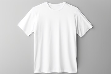 Plain White Shirt Mockup Hanging on Hanger Against Neutral Background for Fashion Branding and Design Purposes