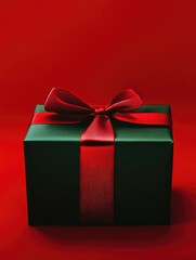 Obraz premium Red Gift Box with Ribbon and White Background