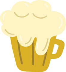 Cute St Patrick's Day Clip Art Featuring Hand Drawn Leprechaun Hat, Gold Coins, and Green Beer in a Fun Flat Style