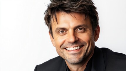 Obraz premium Smiling man headshot, studio, white background, corporate portrait