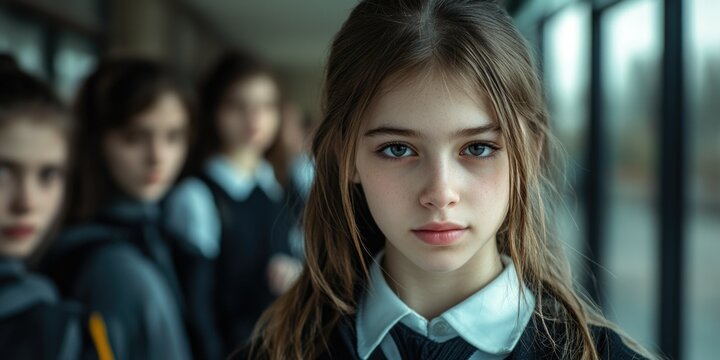 Contemplative Youth in School Uniforms