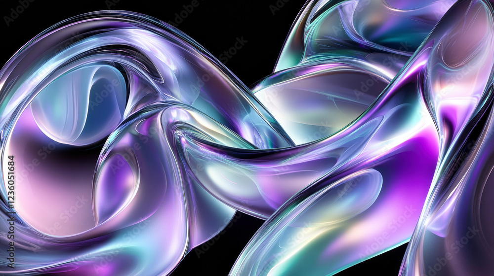 Poster abstract structure of smooth translucent curved shapes