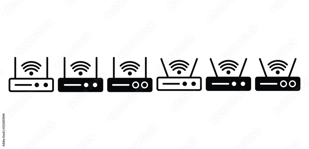 Poster router wifi internet connection icon symbol sign vector design black white color simple flat illustr