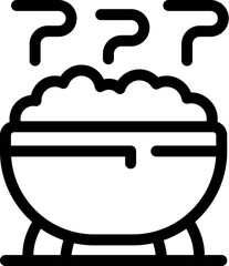 Steaming witch cauldron brewing magic potion for halloween celebration