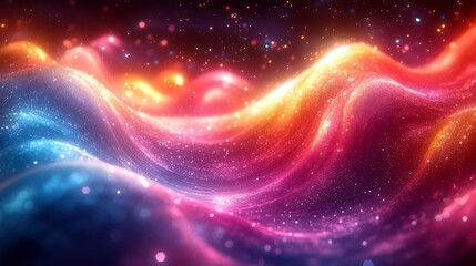 Obraz premium Abstract vibrant glowing wave background with sparkles. Generative AI