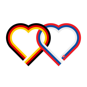 recommend clip art: heart shaped ribbon of germany and slovakia flags intertwined. vector illustration isolated on white background