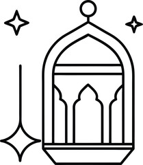 Ramadan Line Art Icon Vector Illustration