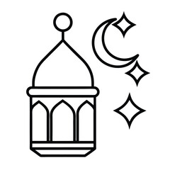 Ramadan Line Art Icon Vector Illustration
