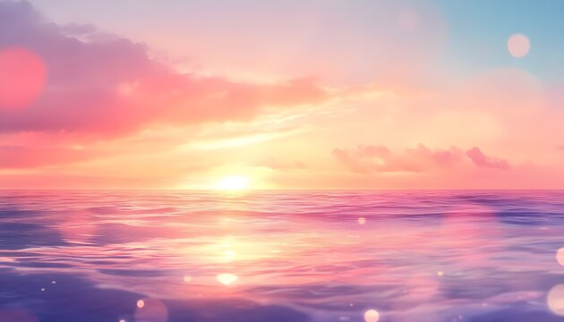 Serene Pink Sunset Over Calm Ocean Waters
