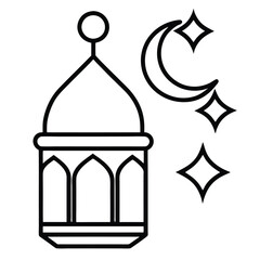 Ramadan Line Art Icon Vector Illustration