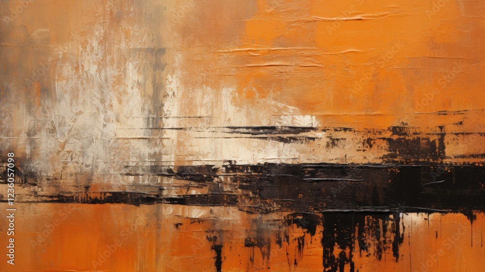 Poster abstract interpretation of rusted metal surface with earthy tones and textured layers for artistic d
