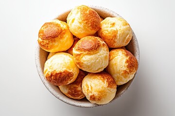 Fototapeta premium Delicious golden baked cheese puffs cozy in a rustic bowl ready to be enjoyed at a delightful gathering